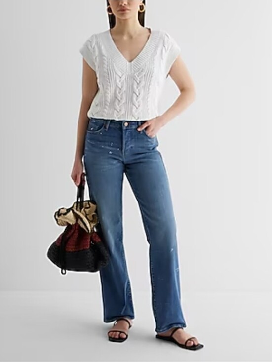 Express Denim - Express Relaxed Straight Low Rise Jeans Medium Blue 12R